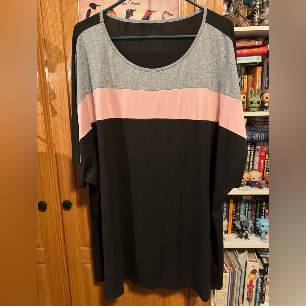 Women's Color Block Top - Gray, Pink, and Black